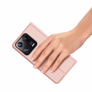 Dux Ducis Skin Pro viedtālruņa apvalks Xiaomi 13 Pro ar kartes turētāju un statīvu rozā