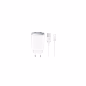 XO sienas lādētājs CE19 QC 18W 1x USB, balts + USB-C kabelis