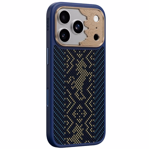 Zils Benks Magnetic Armor Pro Knight kevlara vāciņš ar metāla rāmi (C.K.FL.AP.GD.BC73), paredzēts iPhone 18 Pro Max / iPhone 17 Pro Max ar Camera Control pogu