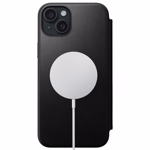Nomad moderns ādas folio viedtālruņa apvalks iPhone 15 Plus 6,7" melns