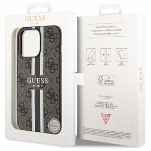 Guess GUHMP13XP4RPSW iPhone 13 Pro Max 6.7" brūns/brūns cietais apvalks 4G Printed Stripes MagSafe