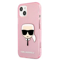 Karl Lagerfeld Glitter Karl's Head apvalks iPhone 13 mini - rozā