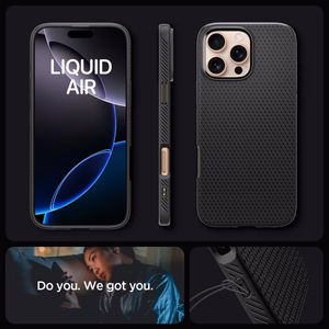 Spigen Liquid Air viedtālruņa apvalks iPhone 16 Pro Max - melns