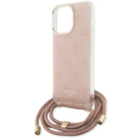 Guess Crossbody Cord 4G Print viedtālruņa apvalks iPhone 15 Pro Max - rozā