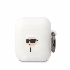 Karl Lagerfeld KLA2RUNIKH AirPods 1/2 apvalks balta/balta silikona Karl galvas 3D