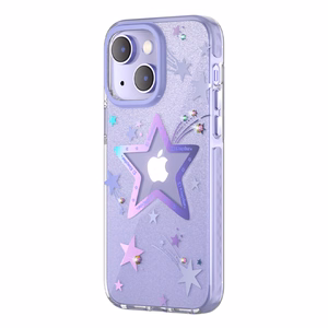 Kingxbar Heart Star Series viedtālruņa apvalks iPhone 14 Plus violeta zvaigznes apvalks
