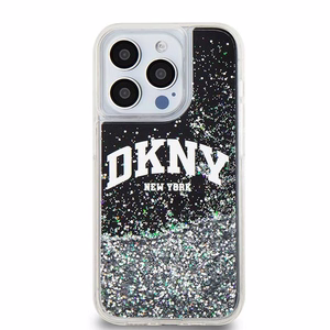 DKNY Liquid Glitter Big Logo viedtālruņa apvalks iPhone 14 Pro - melns