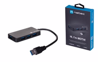 NATEC Hub USB 3.0 Moth (4 ports, melns)