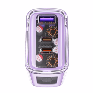 Acefast GaN 65W lādētājs ar 3 pieslēgvietām (1xUSB, 2xUSB C) - pelēks (A45)