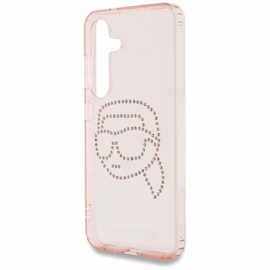 Karl Lagerfeld viedtālruņa apvalks ar rhinestones K. Head logotipu Samsung Galaxy S25 rozā