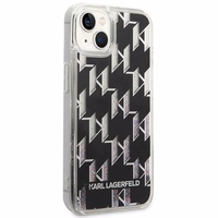 Karl Lagerfeld KLHCP14SLMNMK iPhone 14 6.1 "cietais viedtālruņa apvalks melns / melns šķidrais mirdzums Monogram