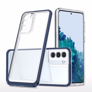 Caurspīdīgs 3in1 viedtālruņa apvalks Samsung Galaxy S21 + 5G (S21 Plus 5G) rāmja gēla vāks zils