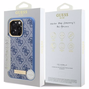 Guess 4G Logotipa plāksne Magnētiskais viedtālruņa apvalks iPhone 16 Pro - zils