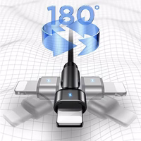 USAMS pīts grozāms kabelis U60 2A Lightning melns 1m SJ476USB01 (US-SJ476)