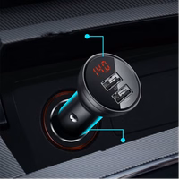 Automašīnas Lādētājs Baseus "CCBX-0G" Pelēks 24W (2xQC3.0 / AR LED VOLTMETRU)