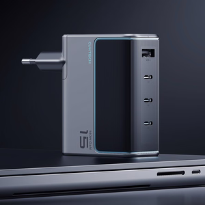 Cuktech AD1404UEU 140W GaN 3x USB-C + USB-A Wall Charger with USB-C Cable - Gray