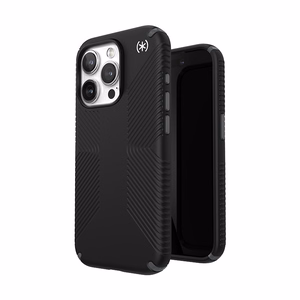 Speck Presidio2 Grip MagSafe vāciņš ierīcei iPhone 15 Pro, melns ar slānekļpelēkām detaļām
