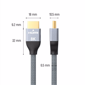 Kabelis (m) HDMI 2.1 8K 60 Hz 48 Gbps / 4K 120 Hz / 2K 144 Hz 2 m sudrabains (m) (WHDMI-20)