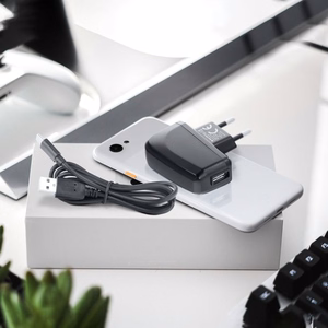 BLUE STAR LITE ceļojumu lādētājs 2A 10W USB A + kabelis USB A uz Type C TFK-TC-1095B melns