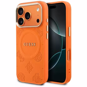 Guess Peony Hot Stamp MagSafe Maciņš for iPhone 17 Pro - oranžs
