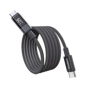 Choetech XCC-1068 PD 60W USB-C - USB-C kabelis ar displeju 1.2 m - melns