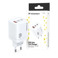 Wozinsky CGWCW 65W GaN sienas lādētājs USB-A / 2 x USB-C - balts