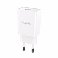 Dudao A4EU USB-A 2.1A sienas lādētājs - balts + USB-A - micro USB kabelis