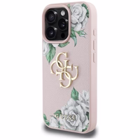 Guess Grained Roses Big 4G logo viedtālruņa apvalks iPhone 16 Pro - rozā