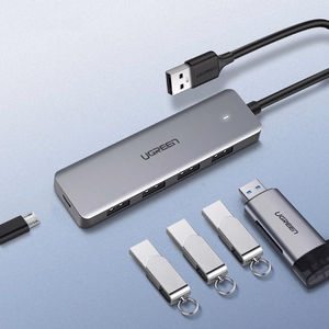 Ugreen Хаб USB-C 4-в-1 адаптер на 4x USB 3.0 + USB-C серый