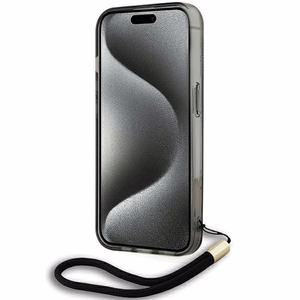 Karl Lagerfeld IML Mono KL Pattern & Cord viedtālruņa apvalks iPhone 15 Pro - melns