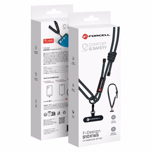 FORCELL F-DESIGN S10X165 šķērsvirziena telefona siksniņa ar regulējamu garumu (maks. 82,5cm cilpā) melna