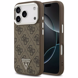 Guess Чехол для iPhone 17 Pro совместимый с MagSafe GUHMP17LP4TSRCMW (PU 4G W/Triangle Logo SL) коричневый