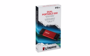 Kingston Technology 512GB divkanāļu USB-A/C portatīvais SSD, līdz 1050MB/s USB 3.2 Gen 2