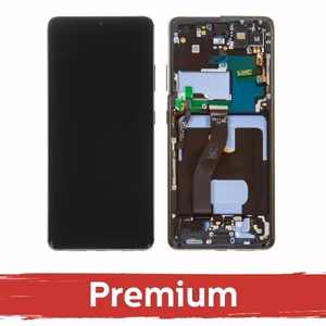LCD Displejs saderīgs ar Samsung G998 S21 Ultra ar rāmi / Phantom Black / OEM