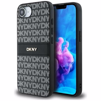 DKNY atkārtota tekstūras raksta ar tonālām svītrām apvalks iPhone 16e - melns