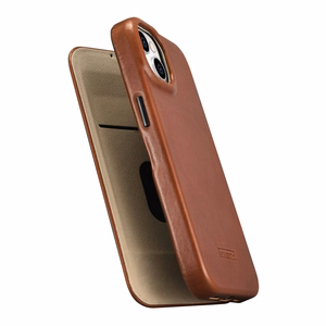 iCarer CE Oil Wax Premium ādas folio viedtālruņa apvalks iPhone 14 Plus Magnētiskais atveramais apvalks ar MagSafe Brūns (AKI14220707-BN)