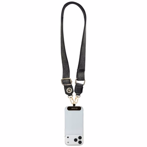 GUESS universal strap GUUCNP4DGMK (4G PU Strap Tether Patch Strass Metal Logo) black