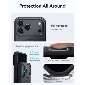 ESR Cyber Tough MagSafe maciņš, paredzēts iPhone 18 Pro Max / 17 Pro Max, melns