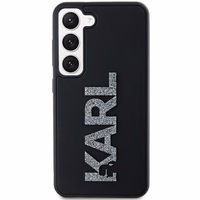 Karl Lagerfeld 3D Gumijas Mirdzošs Logotips viedtālruņa apvalks Samsung Galaxy S23+ - melns