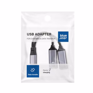 Adapteris AUX 2in1 Type C tēviņš to Type C mātīte / Type C mātīte Blue Star melns [DAC] - max 25W uzlāde