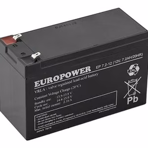 Akumulators 12V 7.2Ah VRLA EP7.2-12 T2 Europower EMU