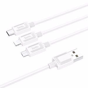 Kabelis 3in1 USB A uz Lightning / Micro USB / USB C Hoco 2A 1 m X74 balts