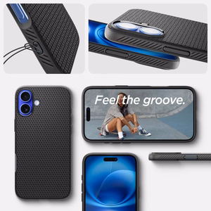 Spigen Liquid Air viedtālruņa apvalks iPhone 16 - melns