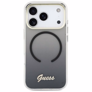 Guess IML Gradient Script Metal MagSafe чехол для iPhone 17 Pro Max чёрный