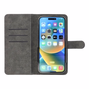 Universāls grāmatas tipa viedtālruņa apvalks COMMON izmērs XL, paredzēts SAMSUNG A12 / A13 4G / A34 5G / A02s / XIAOMI Redmi 12 4G / 12C / NOTE 12 4G / 12 PRO 5G / OPPO A53s / A72 / A92, melns