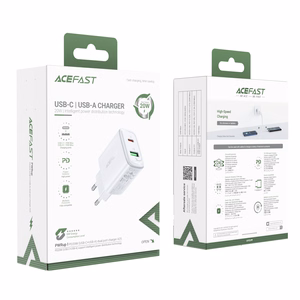 Acefast sienas lādētājs USB Type C / USB 20W, PPS, PD, QC 3.0, AFC, FCP balts (A25 balts)