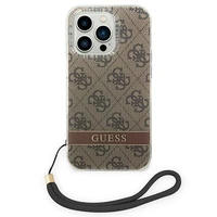 Guess GUOHCP14LH4STW iPhone 14 Pro 6.1 "brūns / brūns cietais apvalks 4G druka Siksna