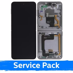 LCD displejs saderīgs ar Samsung F721 Z Flip4 (INNER) ar rāmi / Balts / (Service Pack)