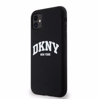 DKNY Šķidrs silikona balts drukāts logotips magnētiskais viedtālruņa apvalks iPhone 11/Xr - melns