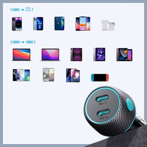Automašīnas lādētājs Joyroom „JR-CCN02" melns 70W (2xUSB-C) ar LED gaismu